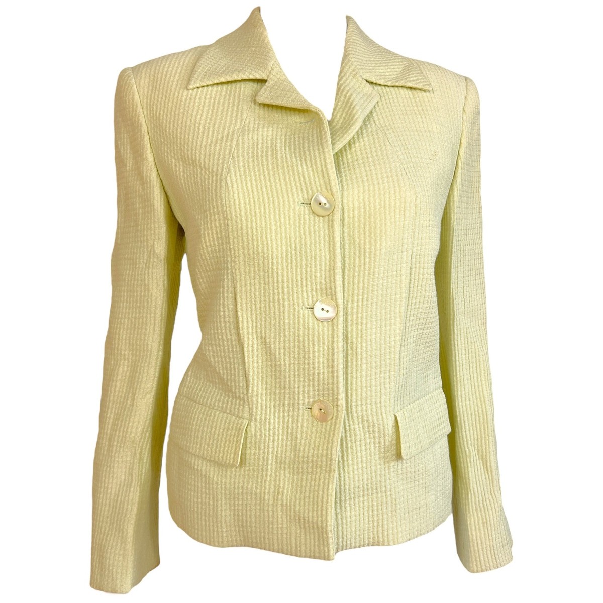 Gucci by Tom Ford S/S 1996 Butter Yellow Linen Waffle Crop Jacket