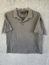 Pierre Cardin Shirt Polo Men Lg Blue Gray Check S/S Button 100  Cotton 1146