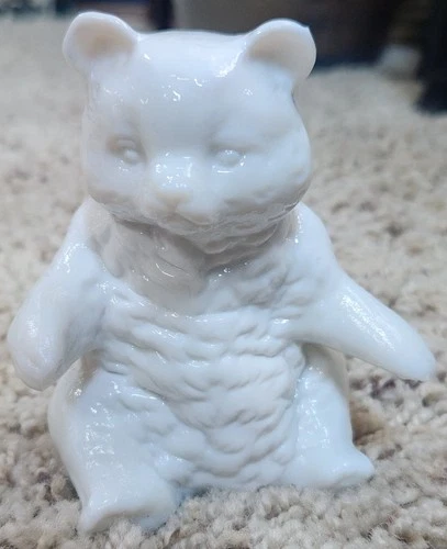 Vtg Mosser Glass 3-3/4" Tall TAWNY BEAR Milk White Figurine