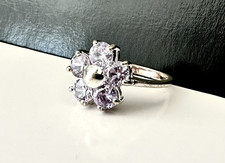 Sterling Silver 925 Designer CZ Ring Flower Floral Vintage Ladies Cubic Zirconia