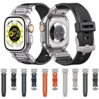 Metal Kits Rubber Strap Sport Band for Apple Watch 9 8 7 SE 44/45/49mm Ultra 2