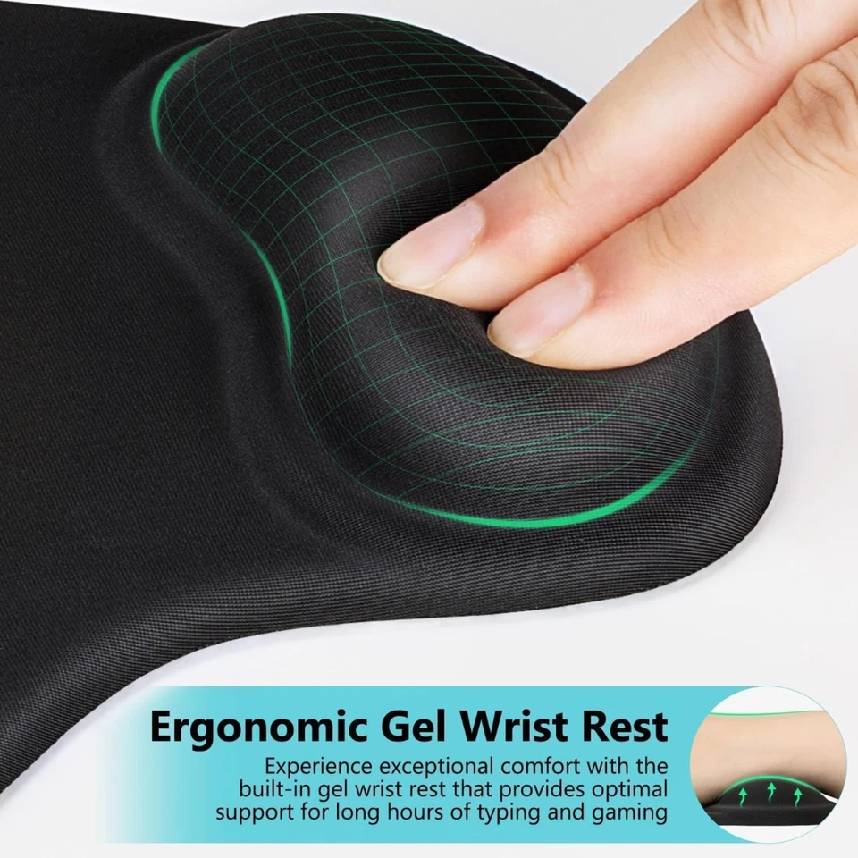 Black Anti-Slip Comfort Wrist Gel Rest Support Mouse Mat With Gel PC Laptop - Image 3 of 4