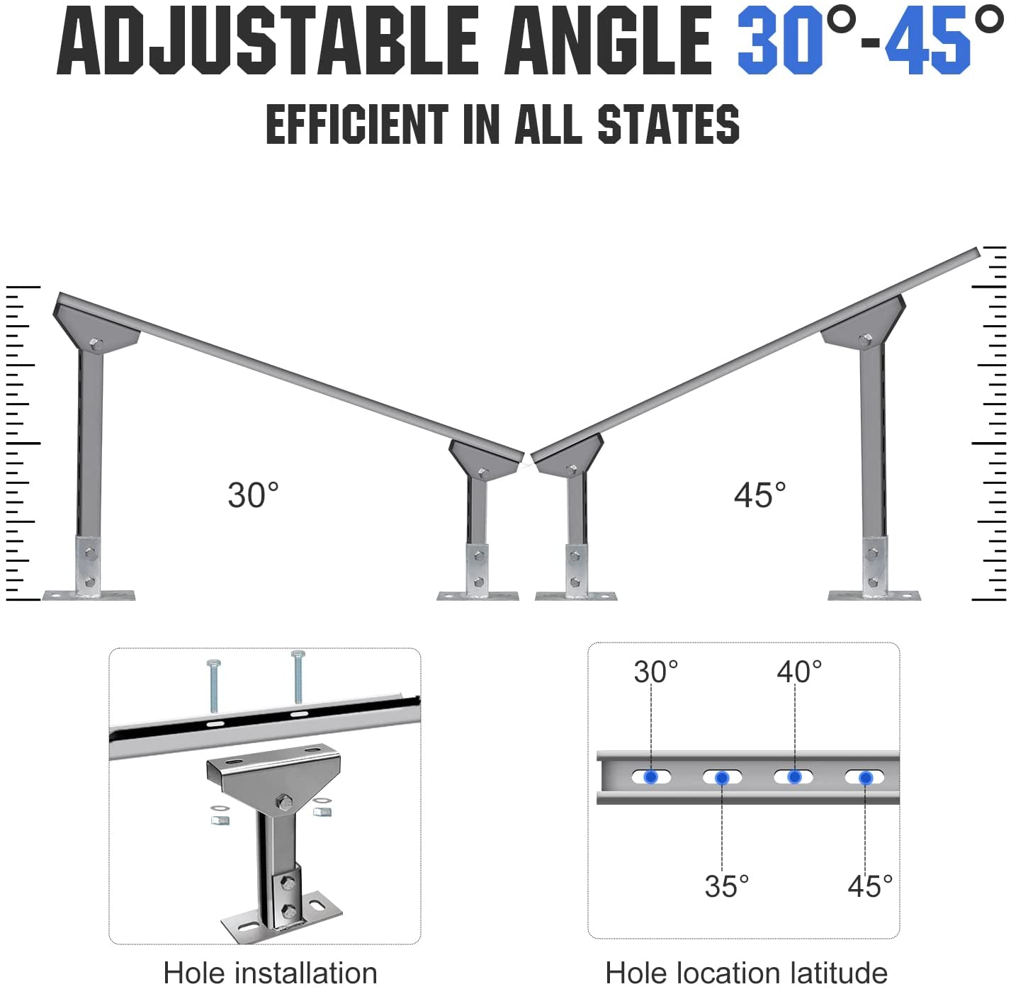 Adjustable MultiPieces Solar Panel Mounting Brackets Kit System for 1