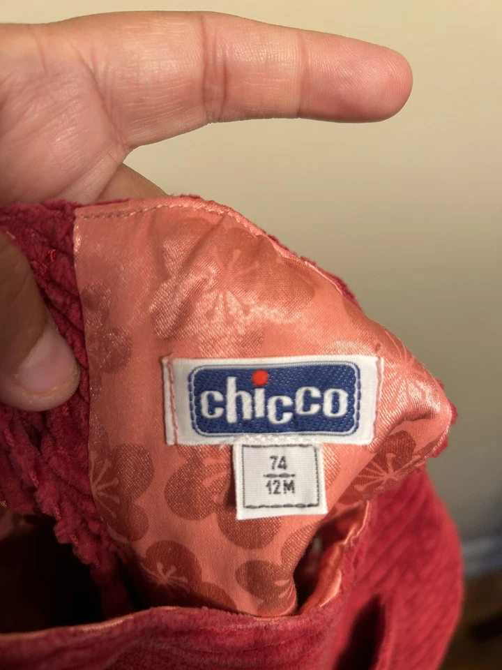 Vestido Vintage Baby Chicco Rojo Pana Talla 12 M Foto 2 de 4