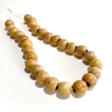 Natural Wood Round Beads 12mm, Large Hole 3mm, Light Honey Beige #28 11"+ strand