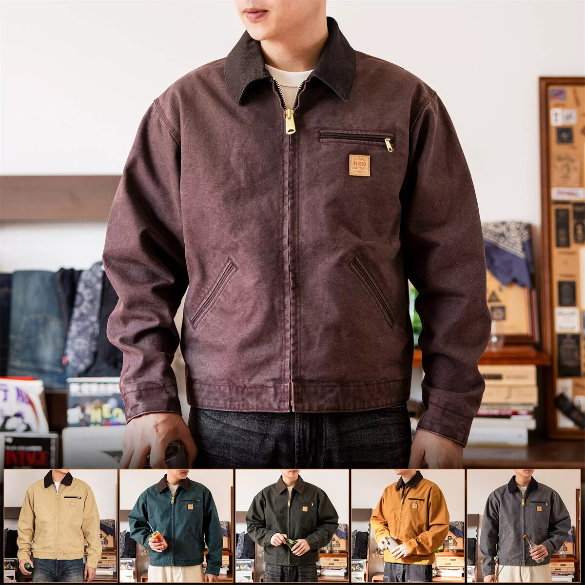 Red Tornado Duck Detroit Jacket Men Loose Fit American