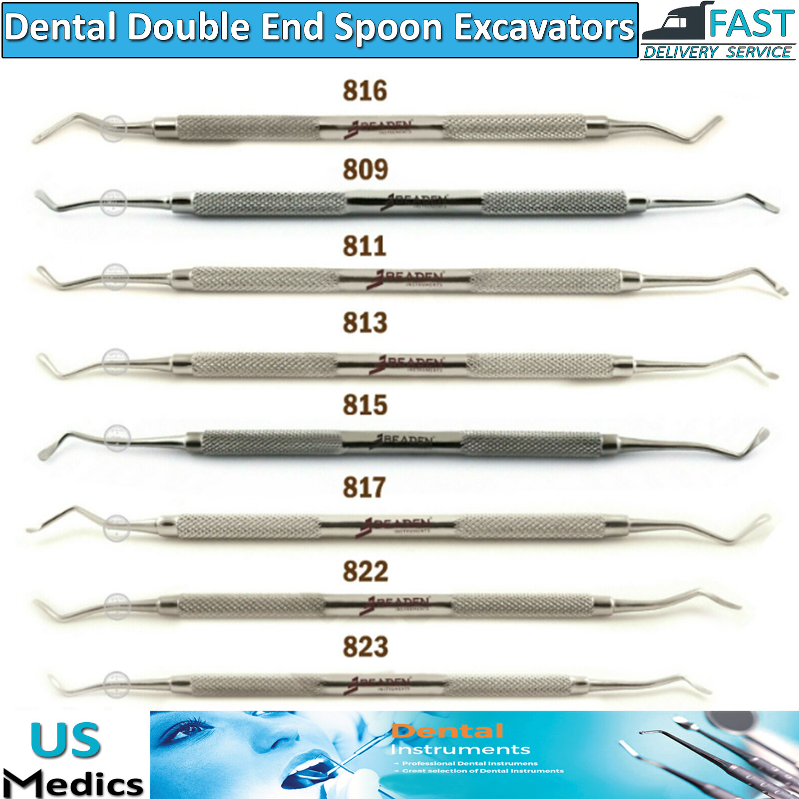 Dental Spoon Excavators Double End Teeth Cavity Filling Carious