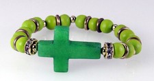 4030755 Beautiful Beaded Cross Stretch Bracelet Christian Religious Bible Jesus