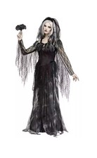 Cemetery Bride Women Lace Velvet Goth Costume Gown  Veil Headpiece LG/XL Spirit
