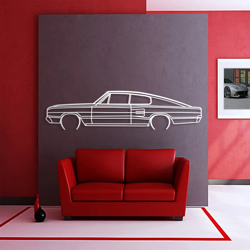 Wall Art Home Decor 3D Acrylic Metal Car Auto Poster USA Silhouette 1966 CHARGER