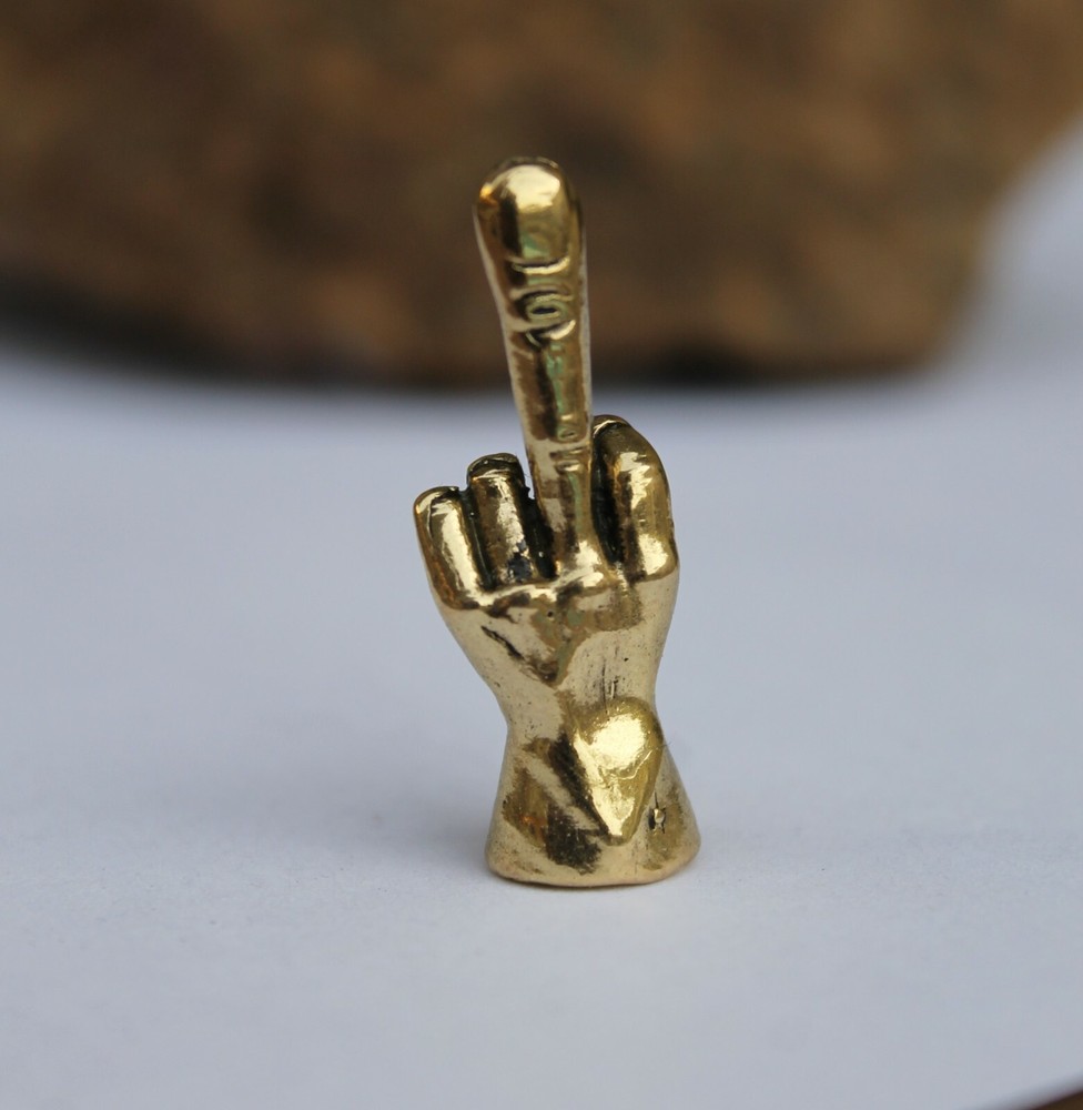 Middle Finger Figurine F-You Figure Freestanding Brass Handmade Trinket Hand