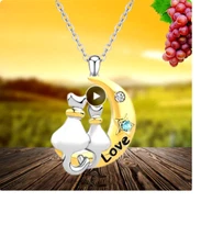 CAT KITTEN gold CRESCENT MOON crystal Pendant 22" 925 Sterling Silver Necklace