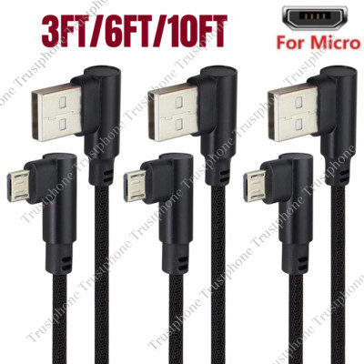 Right Angle Micro USB Cable 90 Degree Fast Charging Cord For Samsung Galaxy LG
