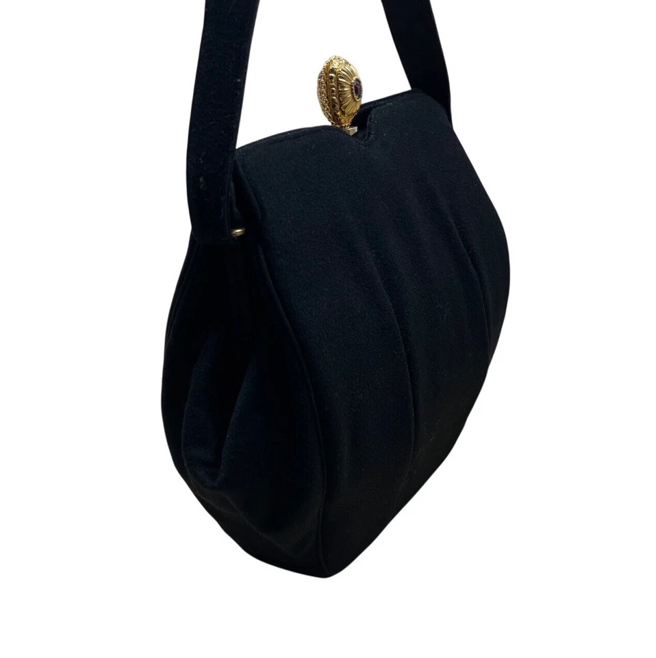 Vintage Rosenfeld Black Gold Clasp & Purple Gem Detail Evening Clutch Bag Sz S - Image 3 of 4