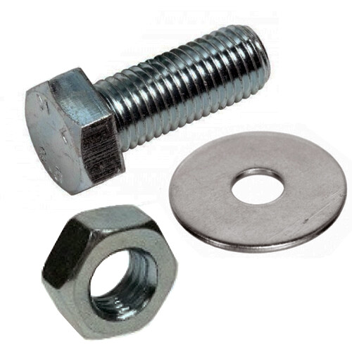 Set - M6 x 35mm Hex Bolt, Nut & Washer (Galvanised) x 100 Quantity