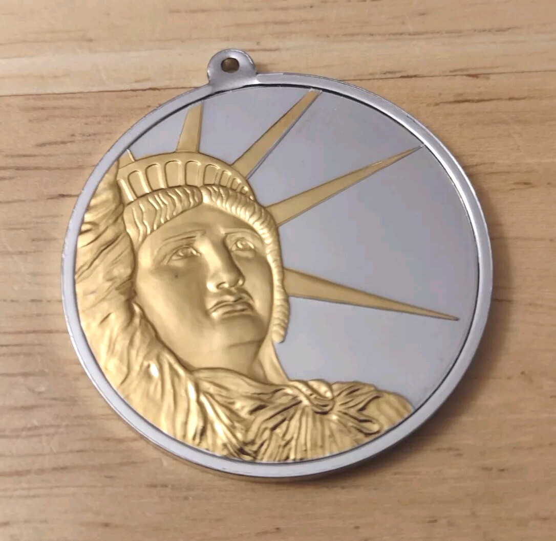 Vintage Statue Of Liberty Sterling Silver 925 Coin Pendant