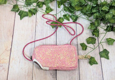 J. CREW Girls Crewcuts Purse Popsicle Pink Glitter Zip Bag Mini Long Strap