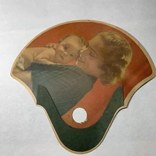 Vintage Cardboard Handheld Fan Mom Baby Advertising Radelle Hair Products MI NY