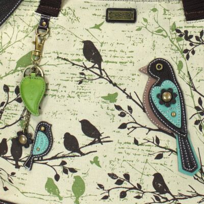 Chala Handbags Safari Bird Canvas Tote - 17" X 14.5" X 4", Detachable Charm, Top Zipper - View #2