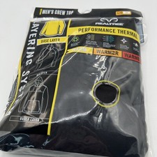 Men's Crew Top Performance Thermals BLACK Realtree Scent Control Wicking New