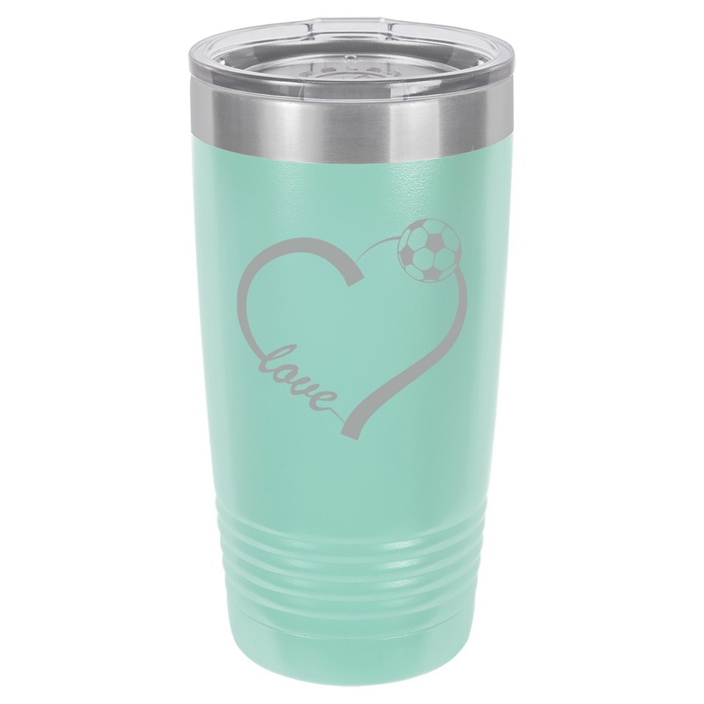 Tumbler 20oz 30oz Travel Mug Cup Insulated Stainless Steel Love Heart Soccer