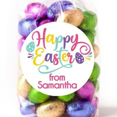 Easter Stickers - Colorful Easter Eggs - Personalized Easter Sticker Labels