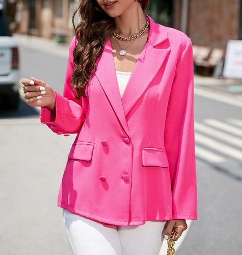 Women Ladies Suits Jacket Business Casual Loose Coat Blazer Tops Double breasted - Picture 34 of 38