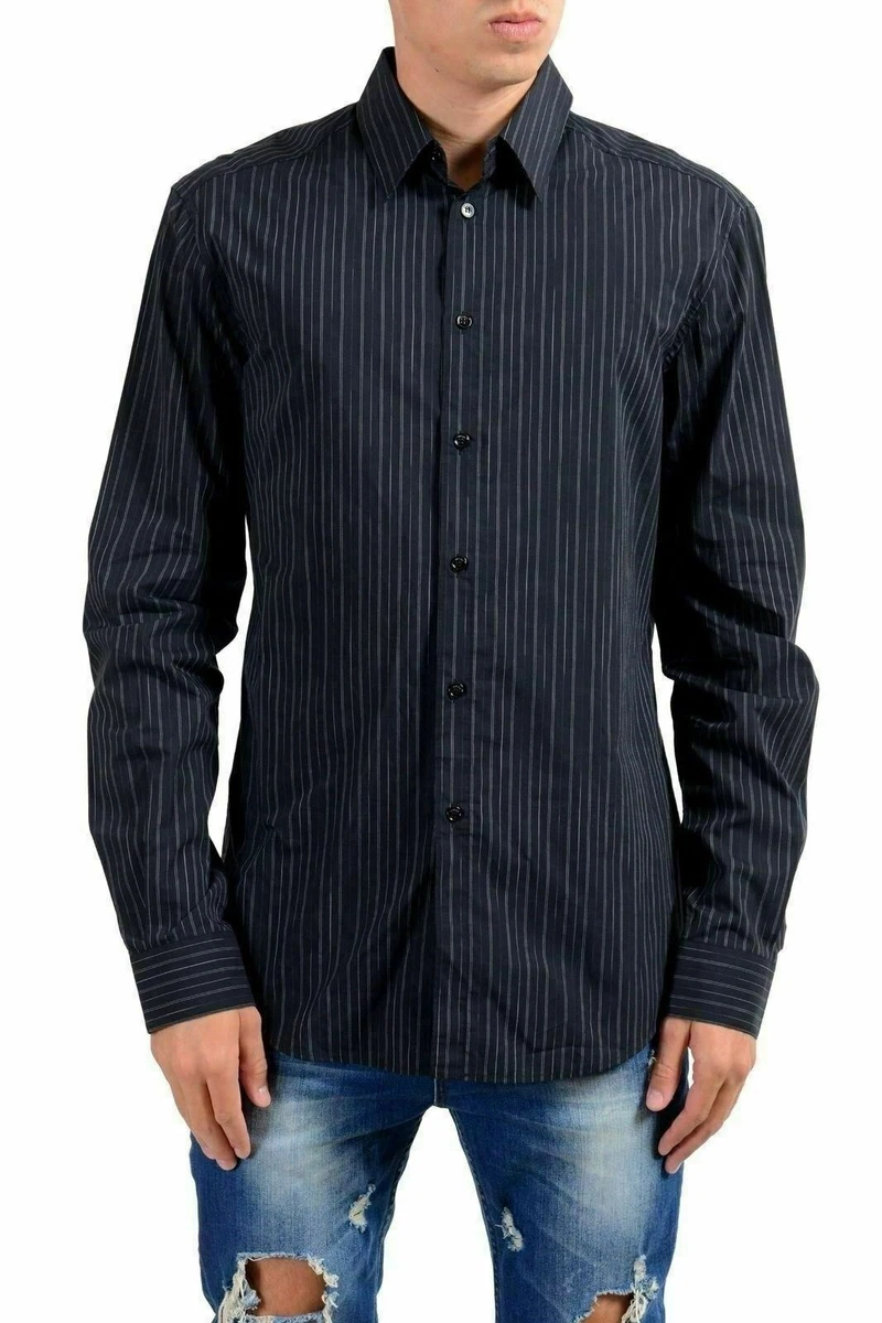 Versace Men s Striped Long Sleeve Dress Shirt US 15.5 IT 39 eBay