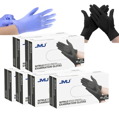 4000pcs Nitrile Black/Blue Disposable Exam Gloves 3.5 Mil Medical Gloves Large