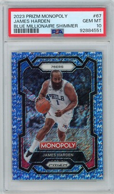2023 Prizm Monopoly James Harden Blue Millionaire Shimmer 1/10 Jersey # PSA 10
