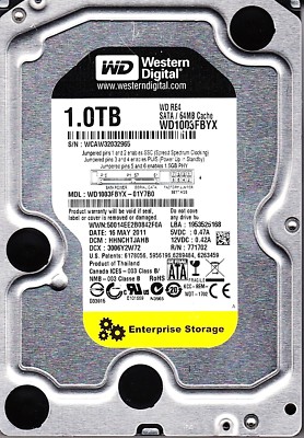 FOR DATA RECOVERY WD WD1003FBYX-01Y7B0 dcm: HHNCHTJAHB SATA BAD SECTOR 4909