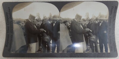 1923 Harding Meachem, OR Stereo Card Pony Express Lincoln He Died On This Trip