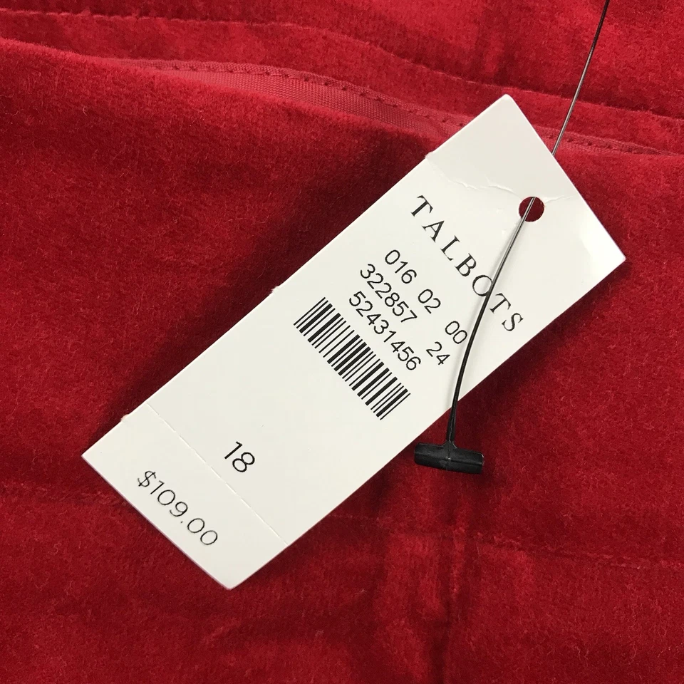 Talbots Pants Womens 18 Red Velvet Flat Front Side Zip Chatham Ankle Slim NWT - Image 3 of 4