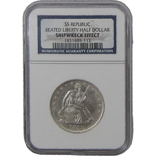 1858 O Seated Liberty Silver Half Dollar NGC SS Republic Shipwreck