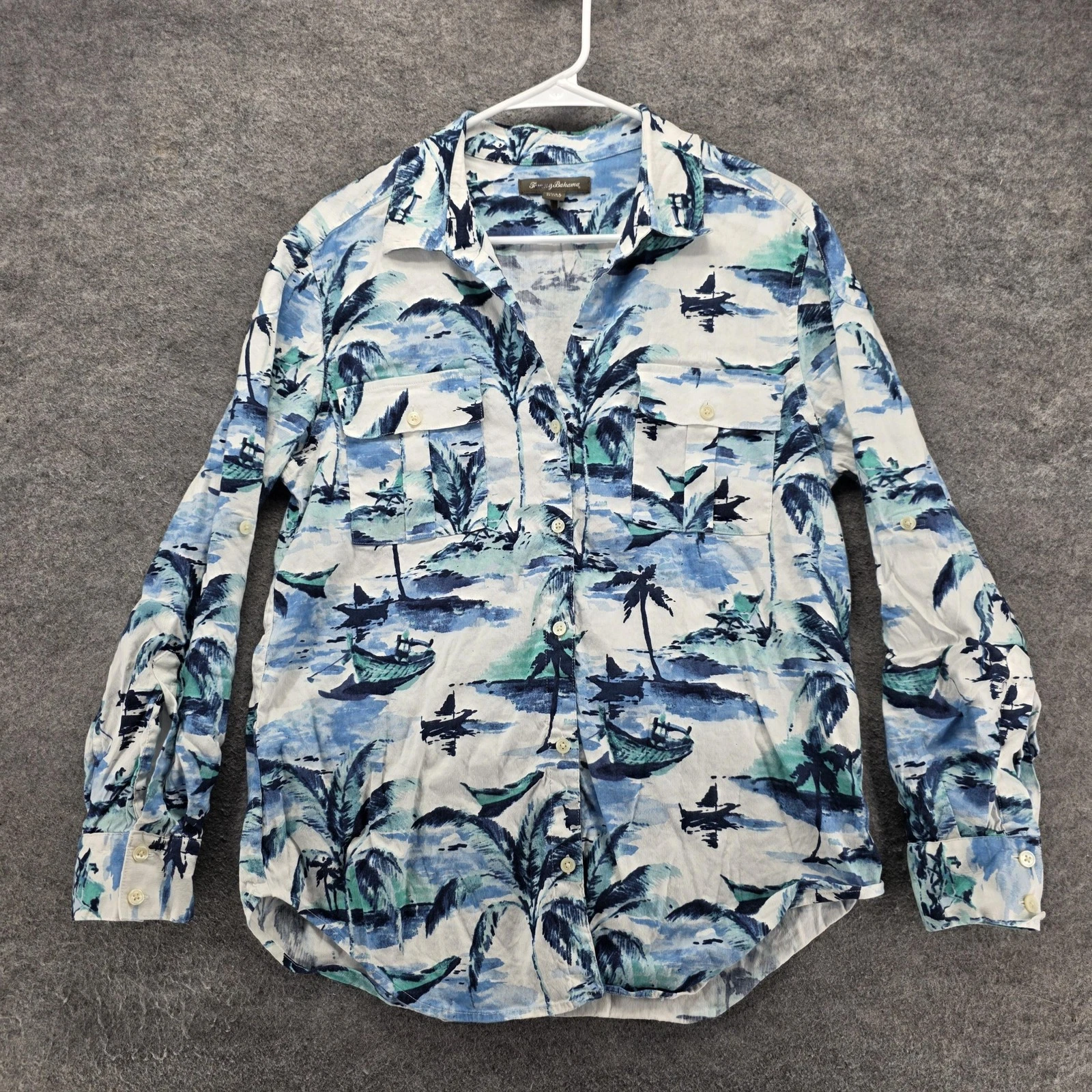 Tommy Bahama Shirt Mens Medium Blue Linen Blend Tropical Palm Boat Beach Print
Opens in a new window