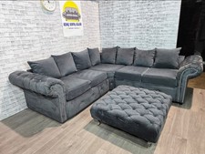 Large Grey Corner sofa with Footstool - DELIVERY AVAILABLE!