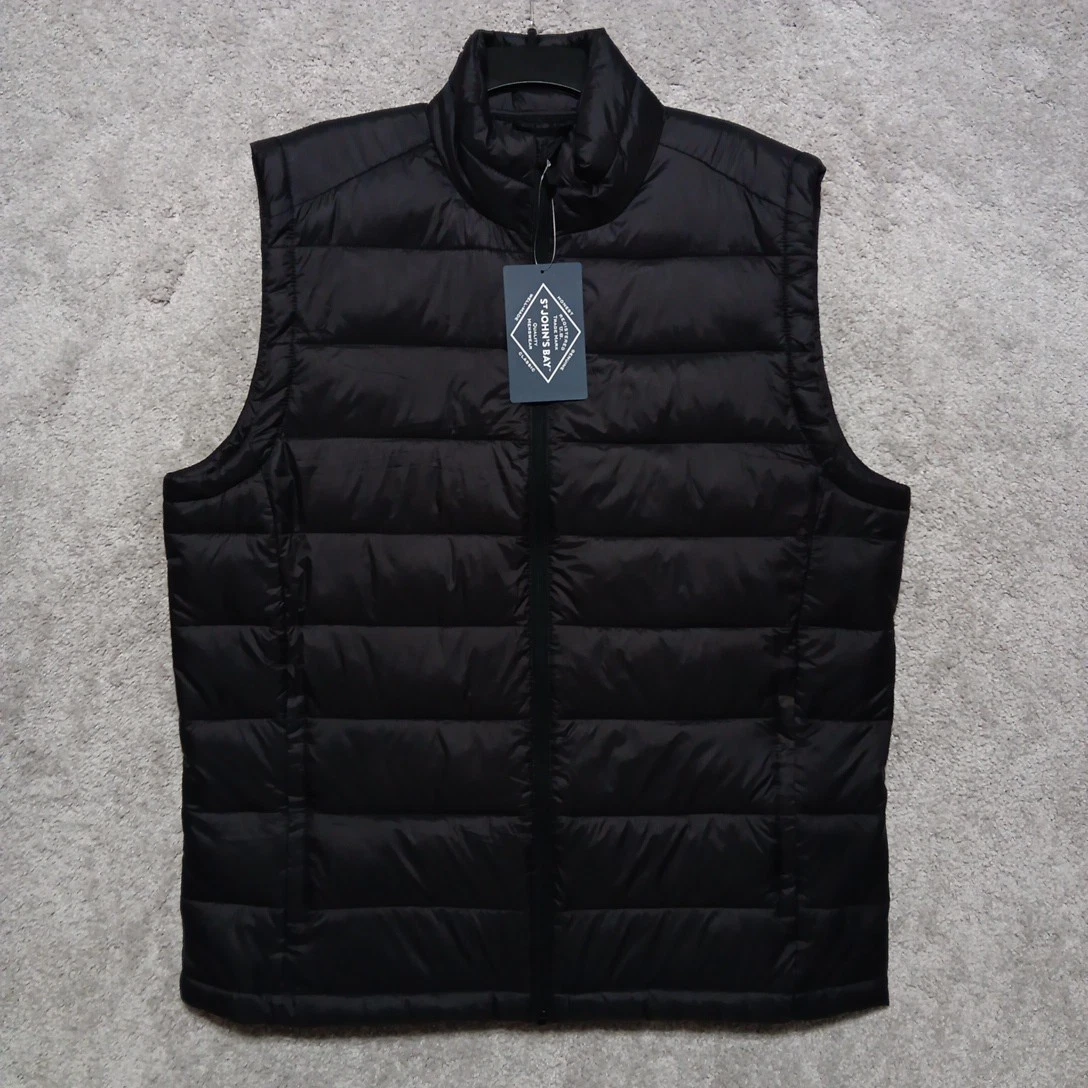 St Johns Bay Puffer Vest Mens XLT Black Nylon Full Zip Pockets NEW NWT