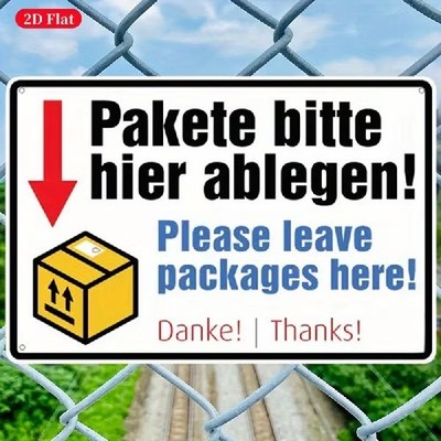 Blechschild Pakete bitte hier ablegen Vintage Retro Metallschild TEL4722