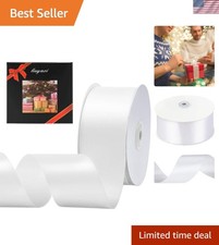 High-Quality 2" Double Faced White Satin Ribbon - 50 Yards for Weddings  Crafts