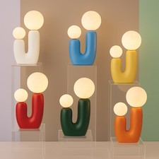 Lampada da tavolo comodino in resina  di design decorativa due sfera attacco G9