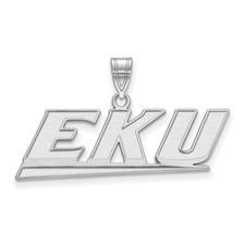 10k White Gold LogoArt Eastern Kentucky University E-K-U Medium Pendant