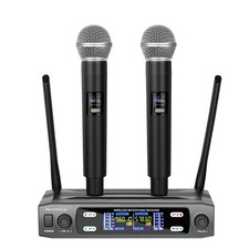 Wireless Microphone System, VHF Fixed Dual Frequency Wireless Set with 2 Hand...