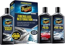 Meguiar's Marine/RV Fiberglass Restoration System,Boat Repair Kit Polish&Wax Set