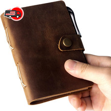 Pocket Notebook with Pen,Genuine Leather Journal Mini Notebook Small Unlined Not