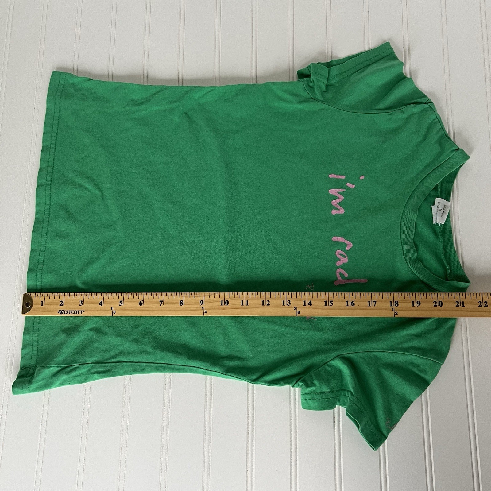 Y2K Paul Frank Baby Tee Women’s T Shirt Green Top "I'm Rad You're Rad Let's Hug" image 8
