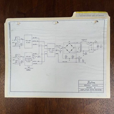VINTAGE KUSTOM SERIES K100C MODEL 8 AMPLIFIER W/ REVERB SCHEMATICS