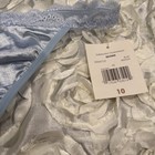 Vtg Secret Treasures Floral Lace Waist Blue Satin   Thong Panties SZ 10