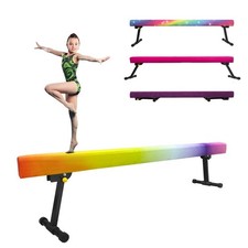 GLANT 8ft Ultrasimple Adjustable Foldable Balance Beam, Gymnastics Beam Rainbow 