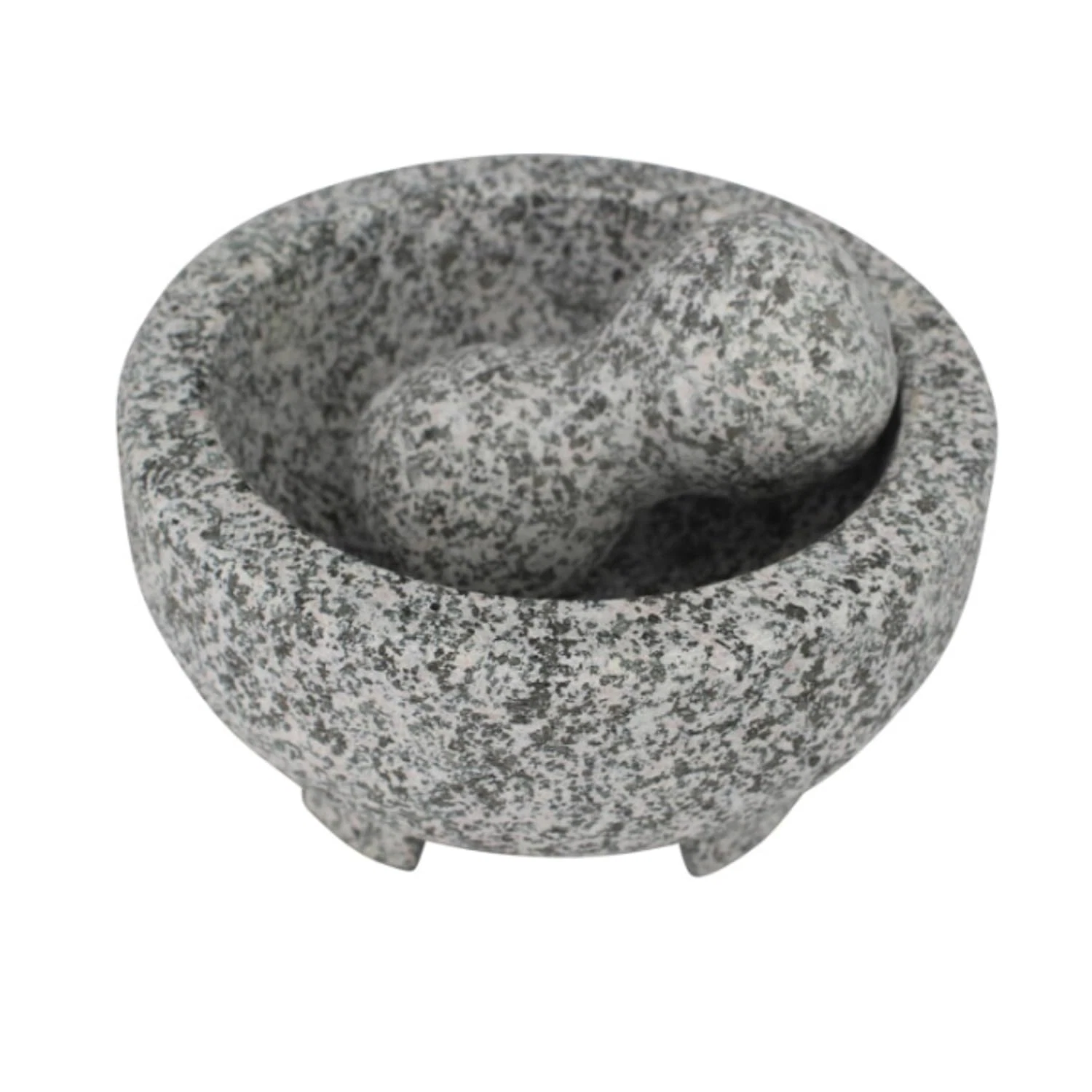 Granite Mortar and Pestle 6 Inch Molcajete for Spices Guacamole Salsa Cooking