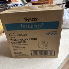 SYSCO NAPKIN DISPENSER IMPERIAL INTERFOLD -NEW IN BOX-TABLE TOP-BLACK-7059999
